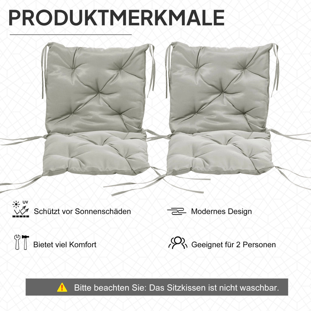 Set Sedia Cuscini ¨C zephmum ¨C Grigio Chiaro Tessuto 98x50x8 cm