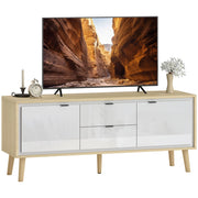Mobile TV con 2 ante e 2 cassetti ¨C zephmum ¨C bianco lucido 120x35x50 cm