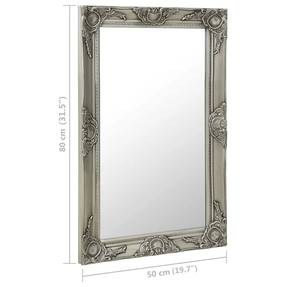 Baroque-style Wall Mirror, 50x80 Cm, Silver