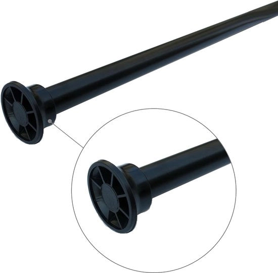 Douchegordijn stang telescopica retrattile in alluminio nero lunghezza 75-135 cm senza fori