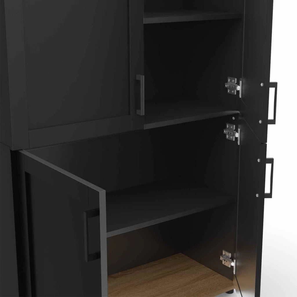 VITO Aparador de 2 puertas, negro y efecto haya H. 125 cm