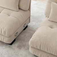 Divano angolare modulare di lusso - Xylo - Forma U extra large, trasformabile con pouf, chenille marrone chiaro
