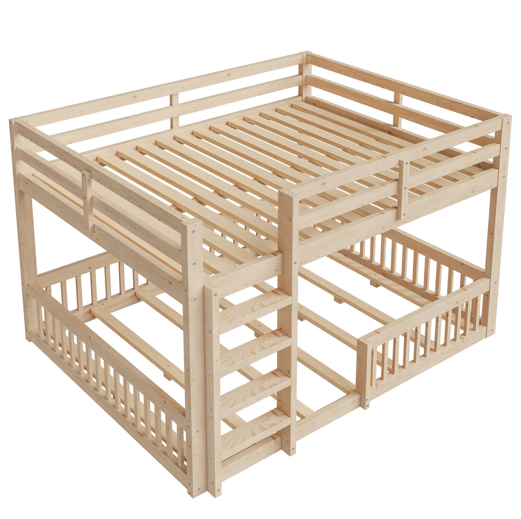LETTO A CASTELLO 160x200 cm in Pino e MDF Naturale con Sponde