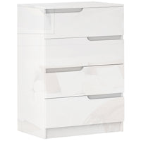 Cassettiera 4 Cassetti Moderna e Minimal 60x40x85 cm Bianco Lucido
