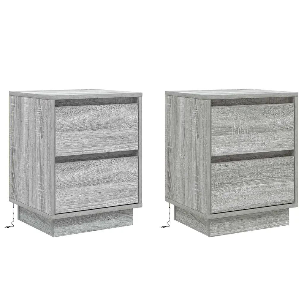 Set di 2 Comodini | Armadio da Notte | Mobiletto da notte con cassetto Grigio 39 x 34,5 x 50 cm
