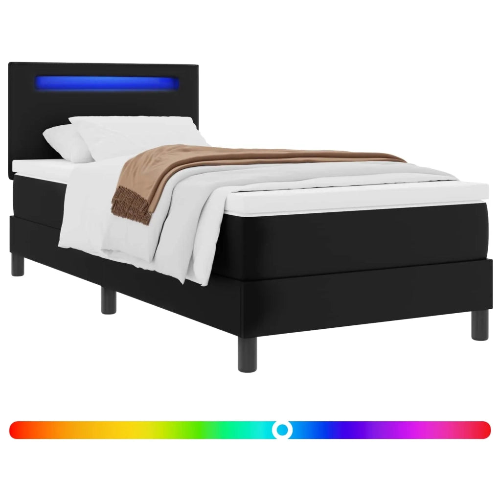Letto a molle con materasso Nero 100 x 200 cm Pelle sintetica 3339036