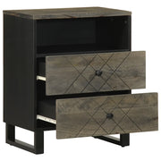 vidaXL Comodino Nero 50x33x62 cm in Legno Massello di Mango