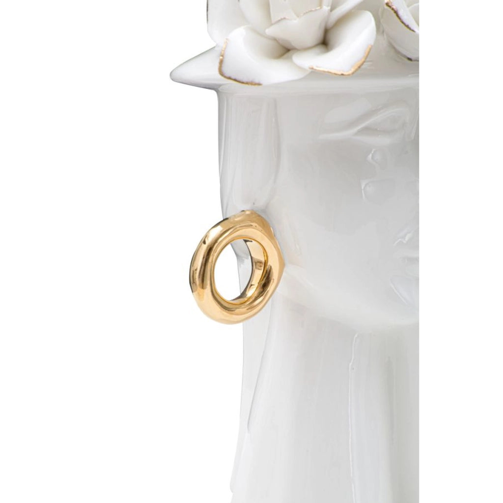Vaso Decorativo Viso 29, Bianco, Porcellana, 15x13,3x23,5 cm