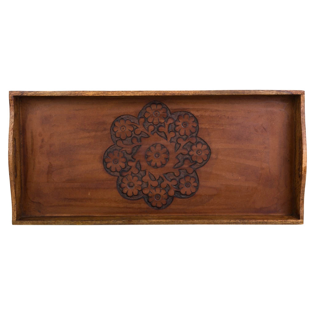 Vassoio in legno marrone fatto a mano 70x30x20h