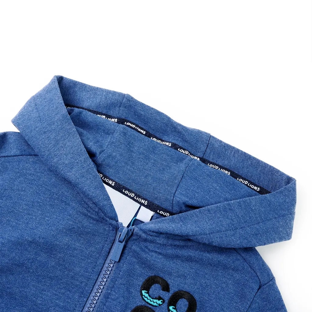 Felpa con Cappuccio e Cerniera per Bambini Blu Scuro MÃ©lange 104cod mxl 133576