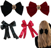 Set di Strappi Capelli - 2 Strappi in Velluto - 2 Strappi in Seta - Clip Capelli Grande - Strappo Vintage - 15,5x11cm/17,5x14,5cm