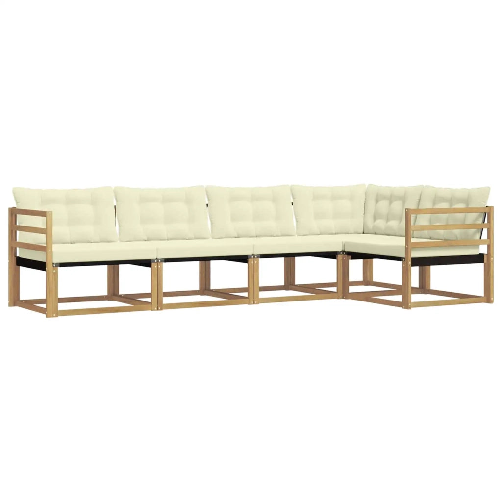 Set di divani da esterno 5 pz Bianco e Crema 3388672