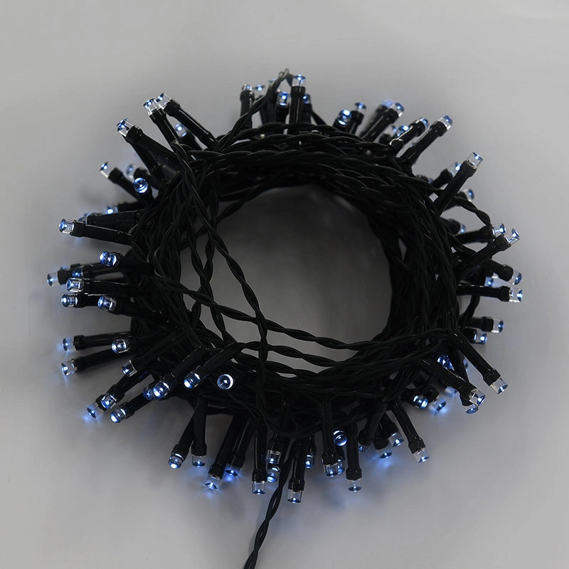 CATENA LUMINOSA LED SOLARE 7 METRI CON 100 LUCI BIANCHE - IDEALE PER DECORAZIONI NATALIZIE DI ALBERI GIARDINI E PIANTE