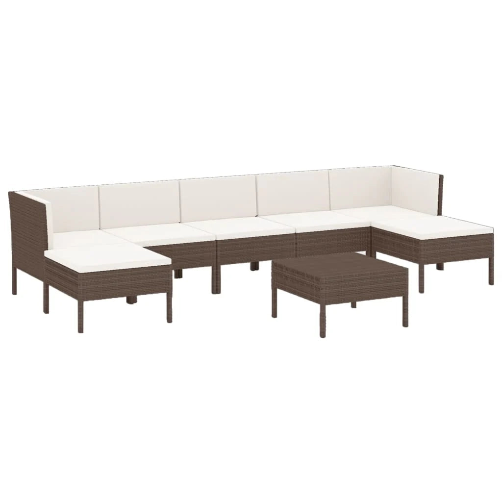Set di mobili da giardino mobili da esterno 8 pezzi con cuscini resina intrecciata marrone 02_0017723