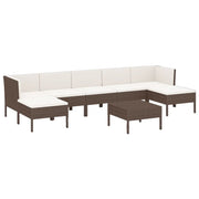 Set di mobili da giardino mobili da esterno 8 pezzi con cuscini resina intrecciata marrone 02_0017723