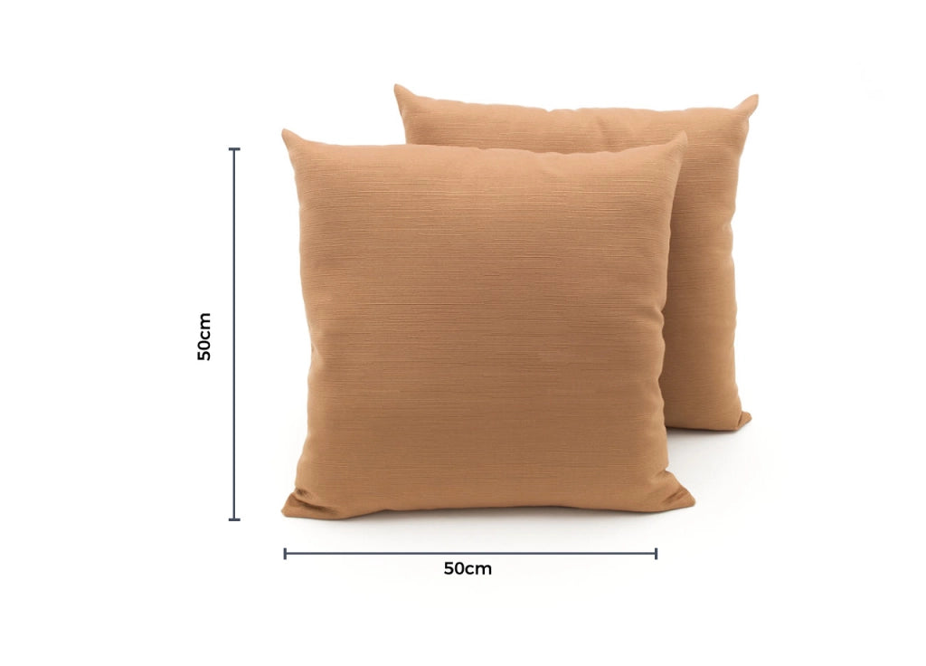 Coppia Cuscini Arredo Imbottiti Tessuto Ottoman In Tinta Unita Biscotto 36 - 50x50 - Biscotto 36