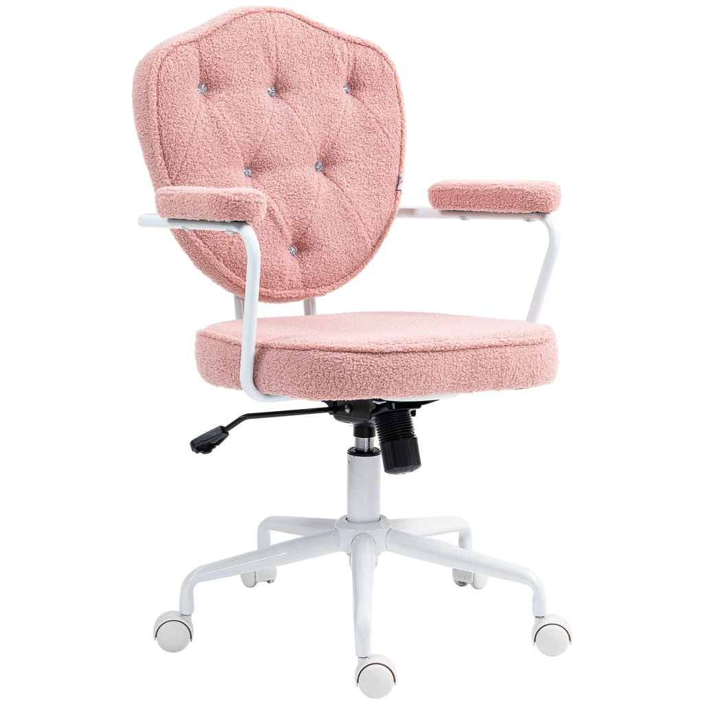 Sedia da ufficio ergonomica con funzione dondolo, altezza regolabile, ruote girevoli in poliestere rosa
