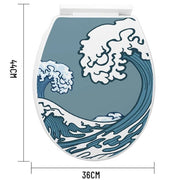 Trade Shop - Copriwater Universale In Plastica Super Resistente 44x36cm Decoro Onda Mare Surf -