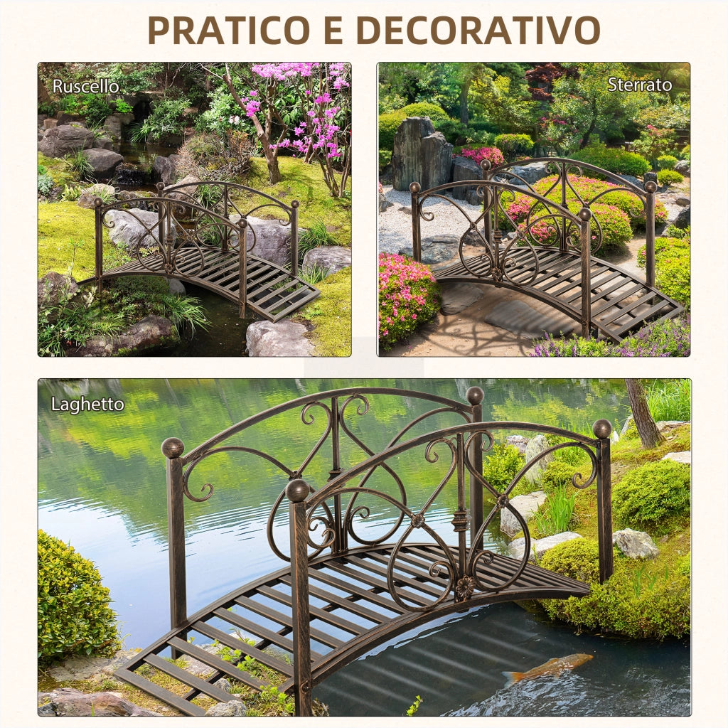 Ponticello da Giardino Vintage con Elementi Floreali ¨C Zephmum ¨C 99x68x53cm Nero in Metallo