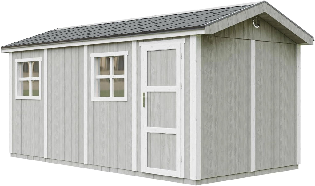 Casetta da giardino di qualit? premium 11,47 m² - H252x250x530 cm - Timbela M915C-TUNDRA GREY