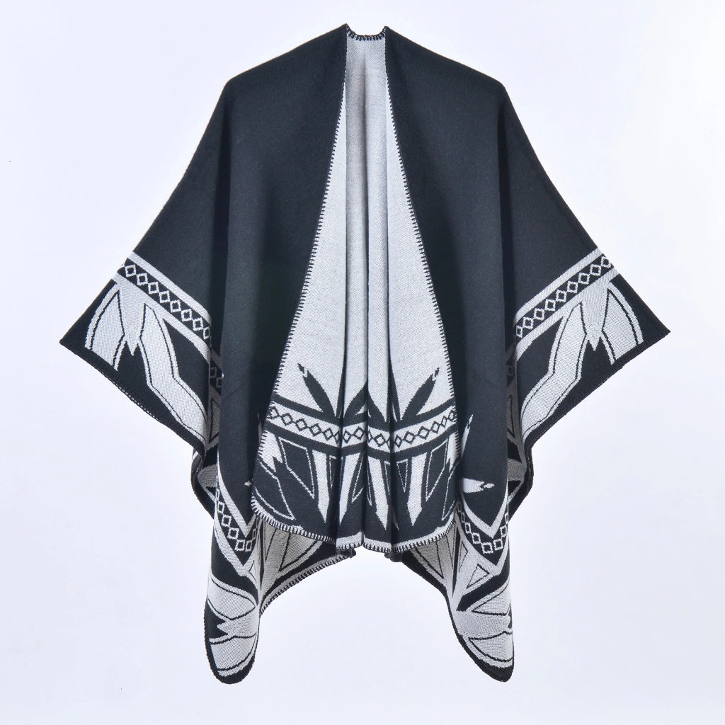 Nuovo scialle a mantella in cashmere spesso con spacco