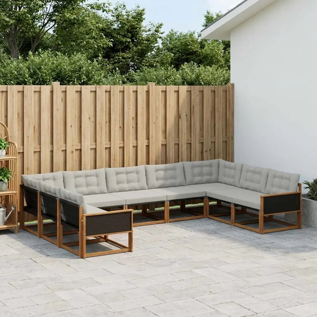Set di divani da esterno 9 pcs Naturale e Grigio Chiaro 3381671