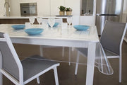Tavolo da pranzo con effetto glitter trasparente e dorato - impermeabile - 1 pezzo - 140 x 220 cm