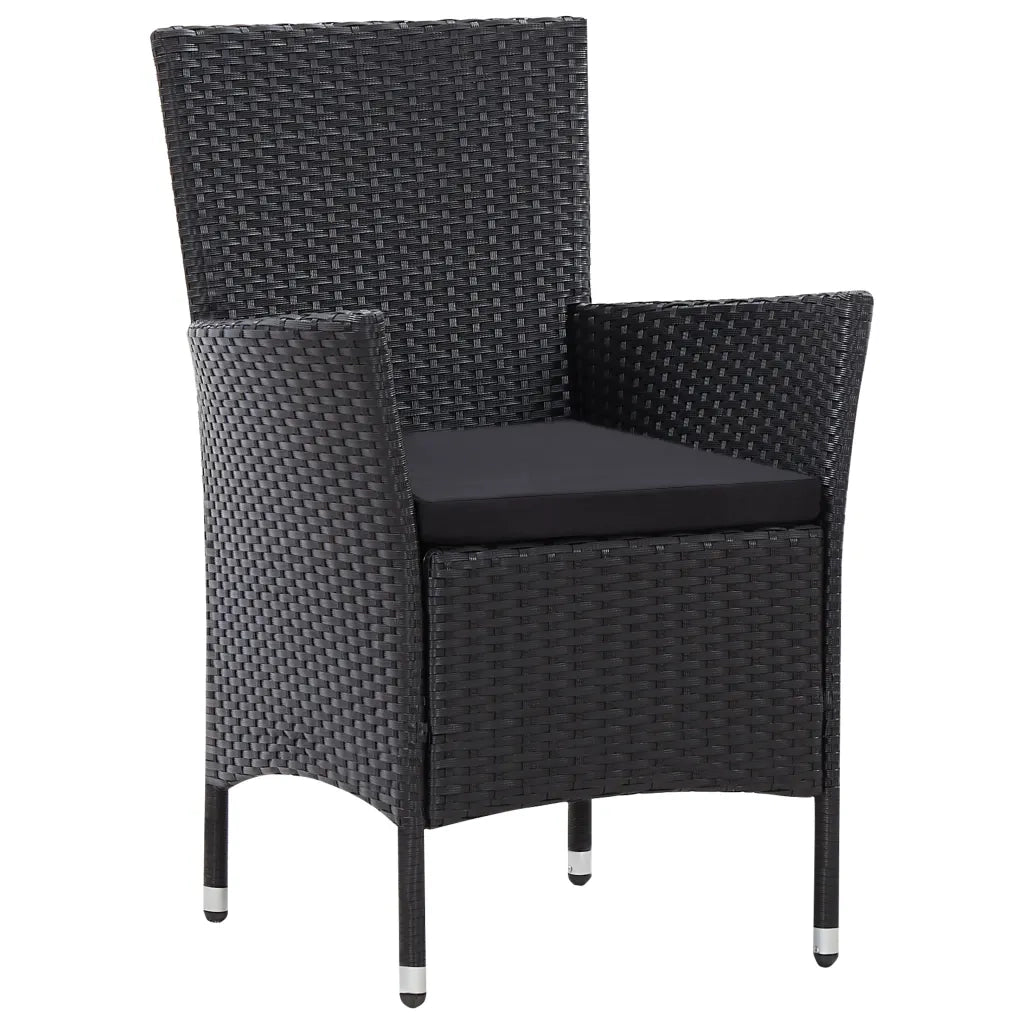 Set da Pranzo per Giardino 9 pz in Polyrattan Nero cod mxl 35122
