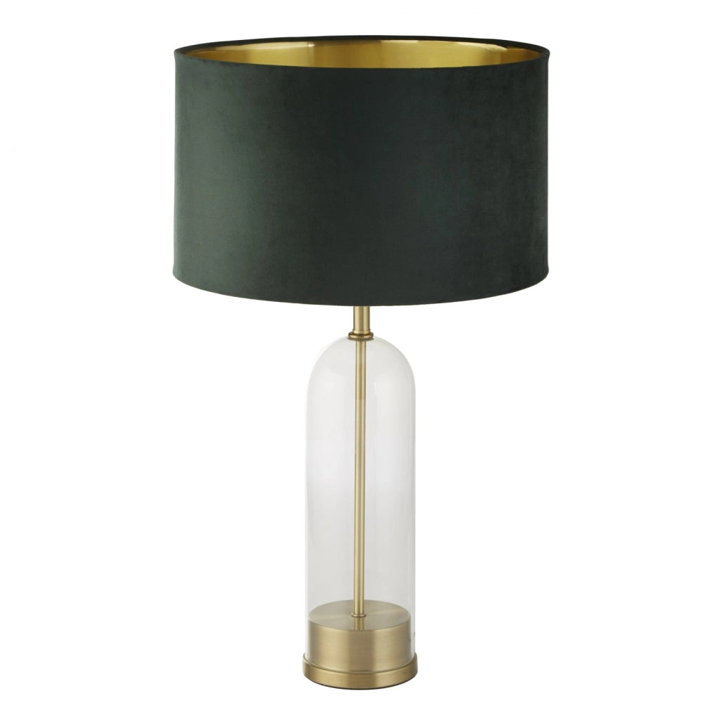 Lampada da tavolo Oxford - Vetro, ottone, paralume in velluto verde