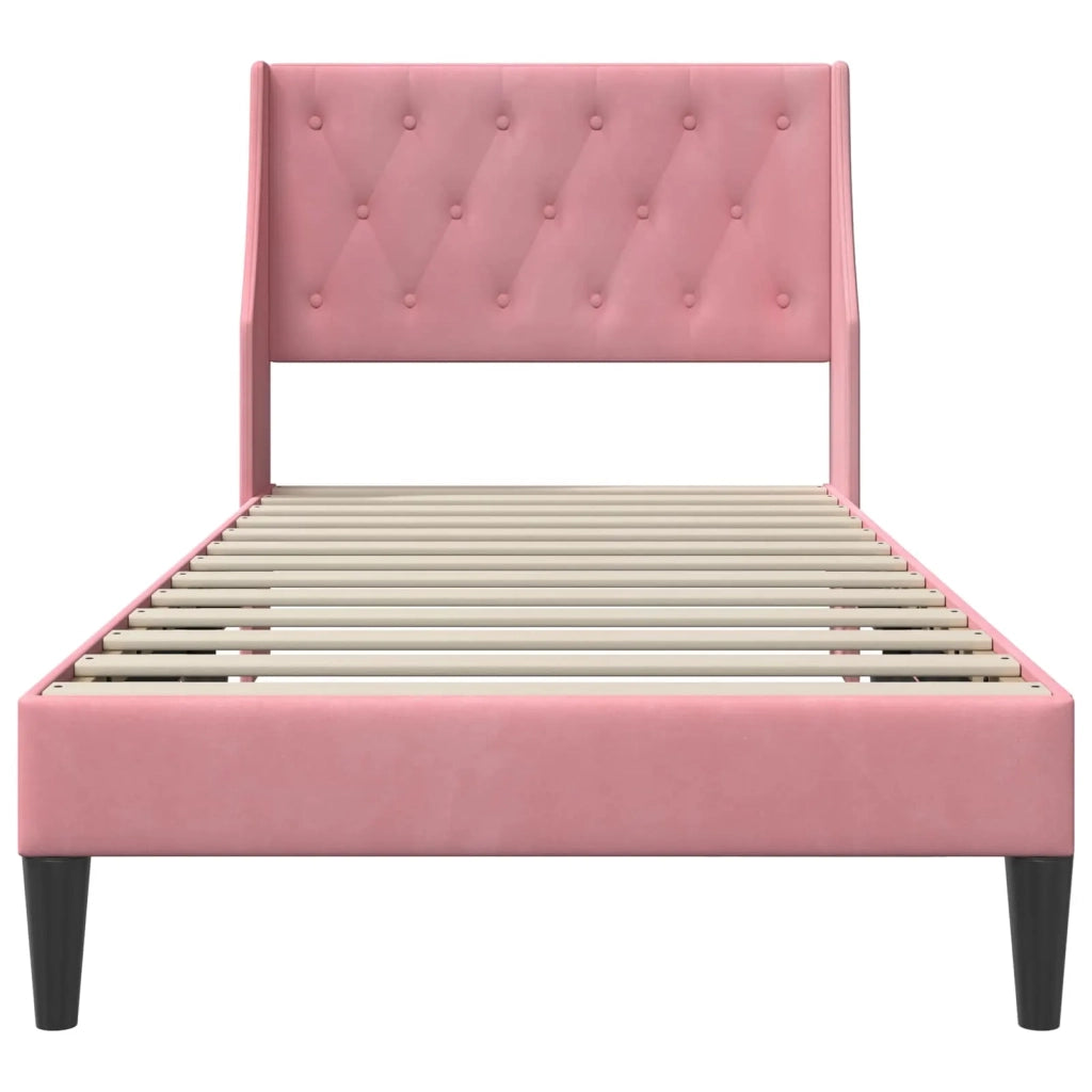 Struttura del letto con testiera Rosa 80 x 200 cm Velluto