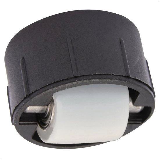 Ruota di avvolgimento morbida a sterzo/vernicellatura - Ø 15 mm, cuscinetti a rulli, morbida, scatola in plastica nera Ø 26/25 x 13/5 mm, stilo metallico, carico di 50 kg - Made in Germany - 01702701