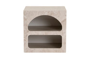 Comodino in legno "Lorin" 50 x 40 x 50 cm - marmo travertino