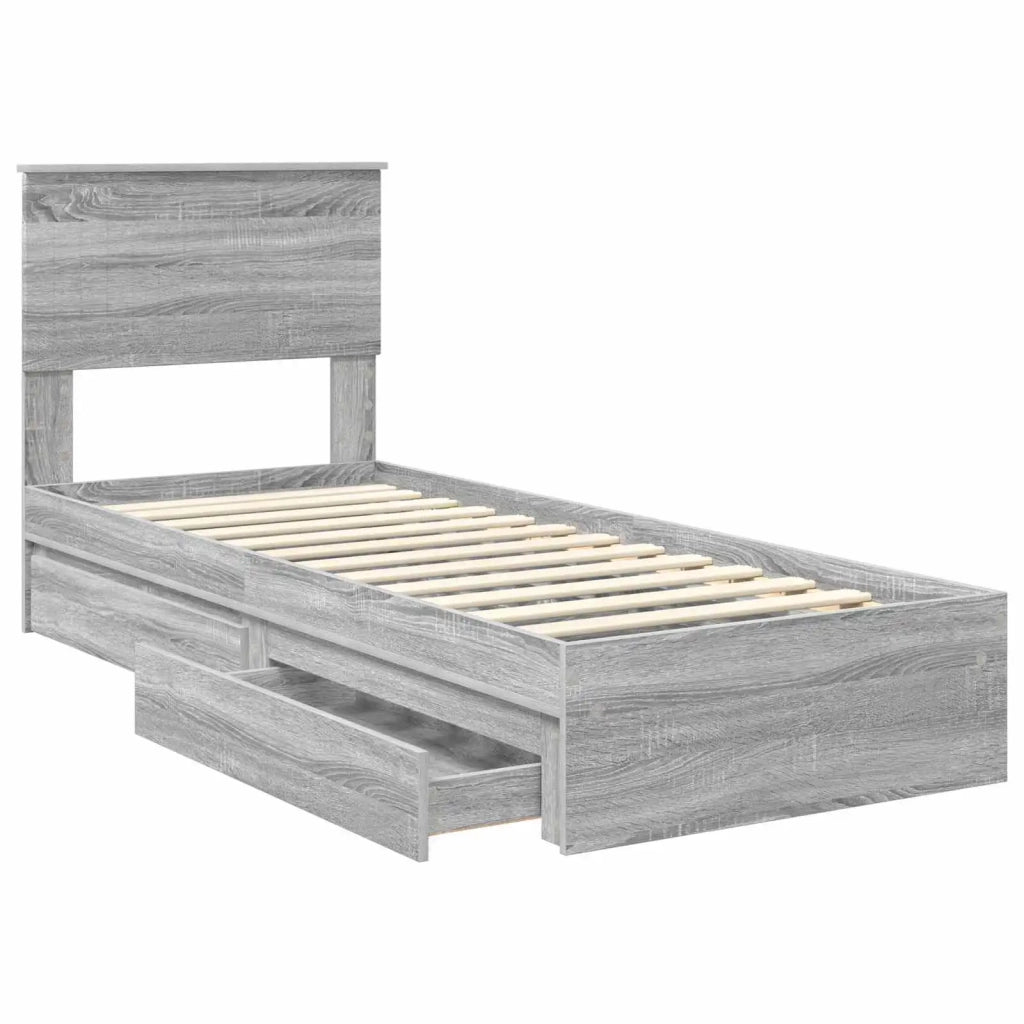 Letto con Contenitore con testiera Grigio Sonoma 75 x 190 cm