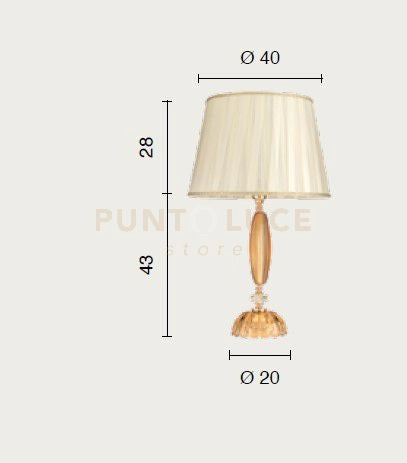 LUME GRANDE CECILIA CRISTALLO TORTORA 1 LUCE ATTACCO E27 CON PARALUME D.40CM