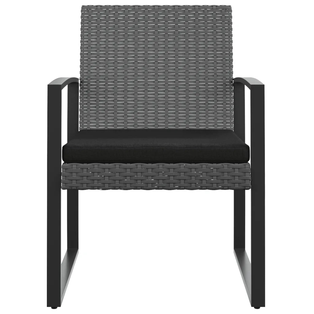 Sedie da Pranzo da Giardino 2 pz | Sedie da Esterno Grigio Scuro in Rattan PP