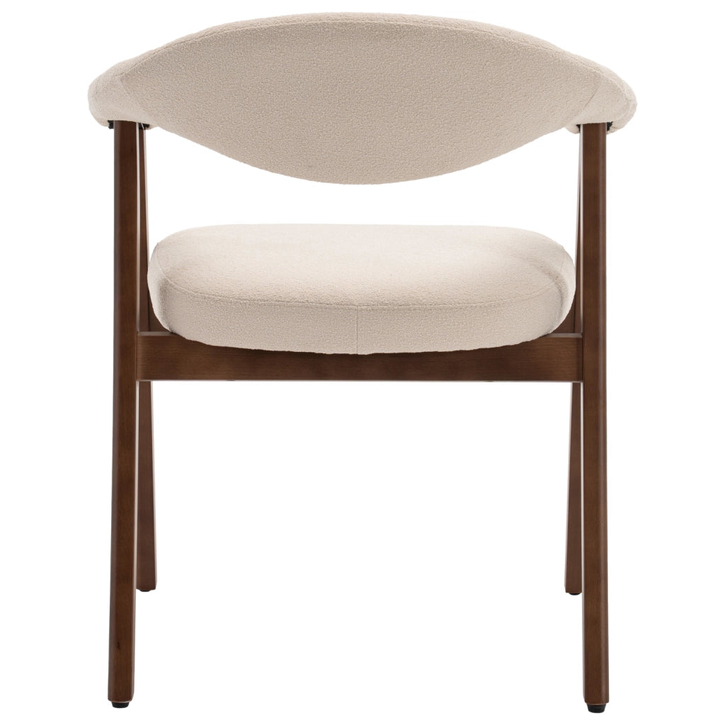 Set di 2 sedie in legno scuro e tessuto bouclé beige BARBARA