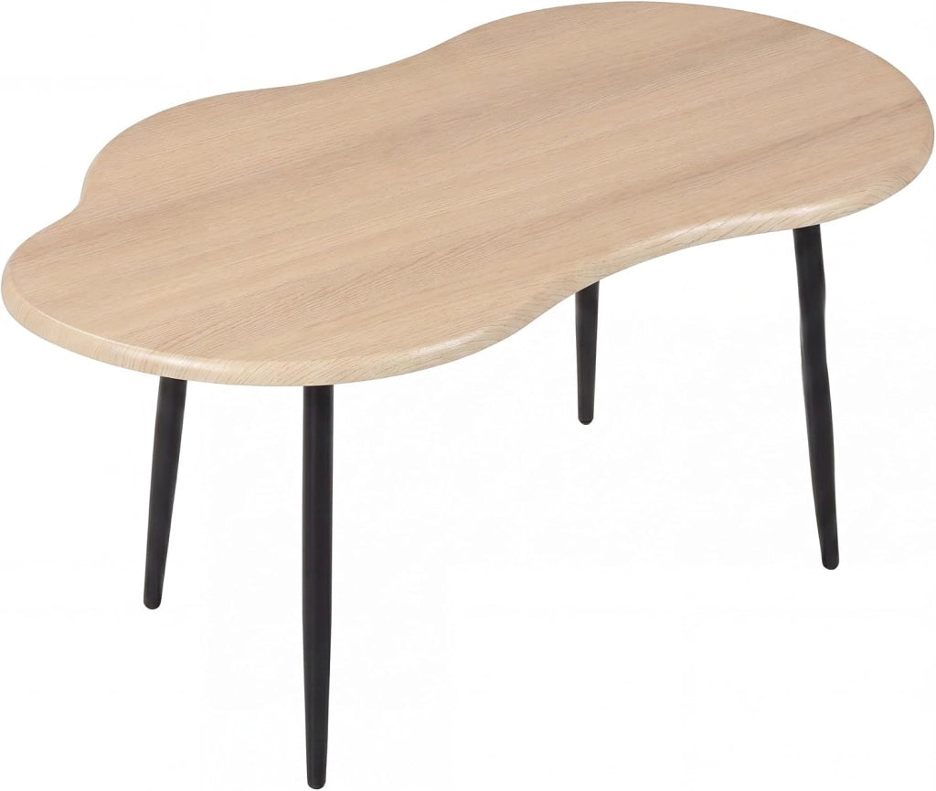 Tavolino da Salotto, Tavolino Laterale Irregolare a Forma di Nuvola, Tavolino da Soggiorno con Gambe in Metallo, Tavolino da Caffè Moderno per Soggiorno, Camera da Letto (Naturale)