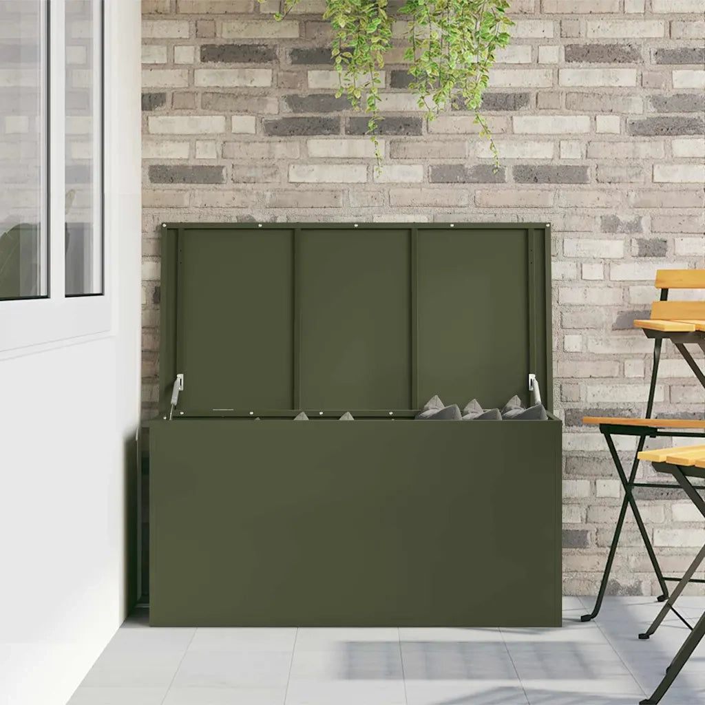 Scatola di Stoccaggio Esterno Verde oliva 100 x 50,5 x 50 cm