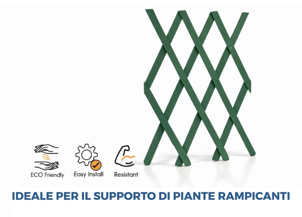 Traliccio Estensibile In PVC Per Piante Rampicanti Recinzione Giardino Balcone - 100x200 - Verde
