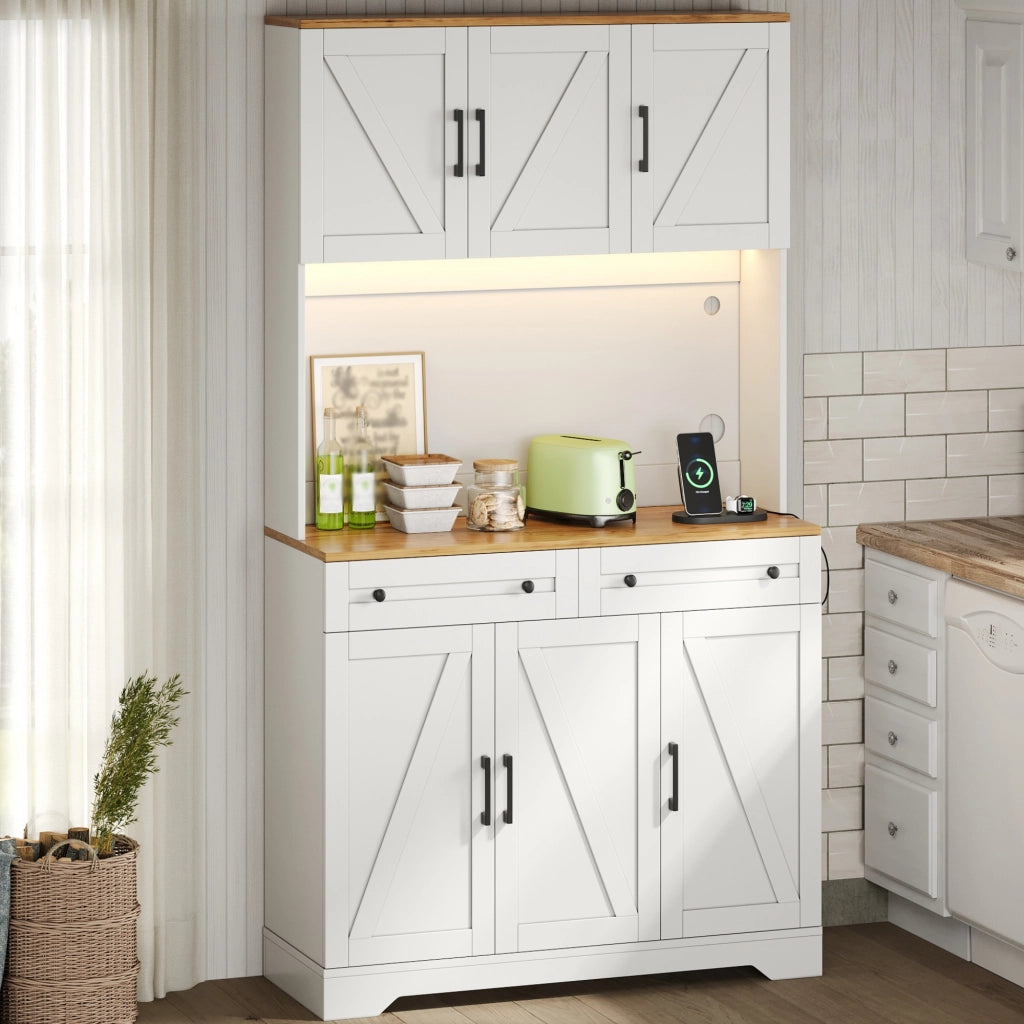 ARMADIO DA CUCINA 100x40x180 cm MDF Naturale/Bianco con LED RGB
