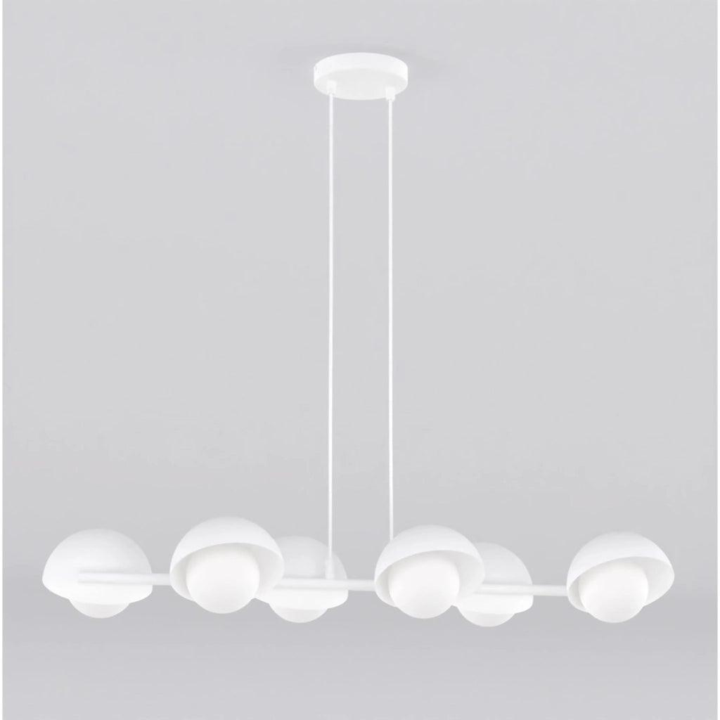 Lampada a sospensione BOOM lineare con diffusori in vetro e finitura bianca opaca