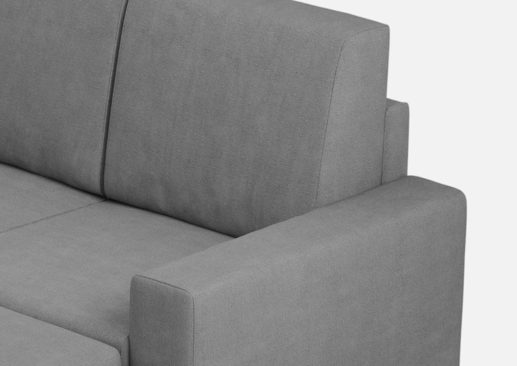 Divano 3 Posti con Pouf 208x155x85 cm Sakar in Tessuto Grigio