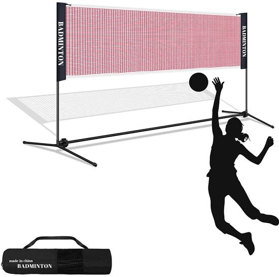 Set di Rete da Badminton 410cm Flessibile con Borsa Portatile e Pennelli per Attività Sportive Familiari