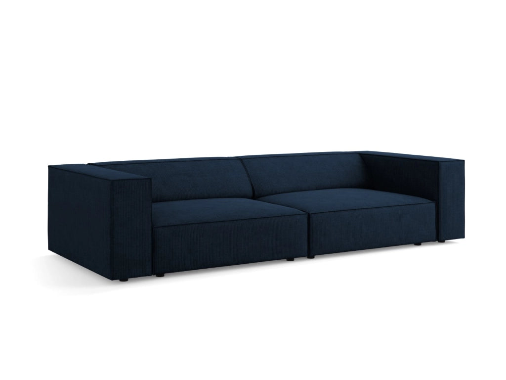 Cosmopolitan Design - Divano "Arendal" 4 posti in ciniglia con effetto a coste blu reale 