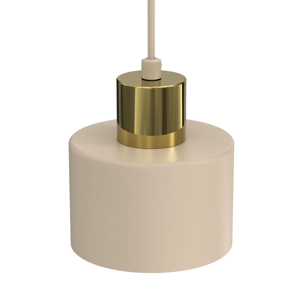 Lampada sospesa cilindrica Parkla 1xE27 beige oro Luminex