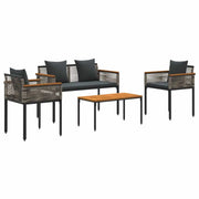 Set di Mobili da esterno | Set Salotto da Giardino Grigio e Grigio Scuro polyrattan