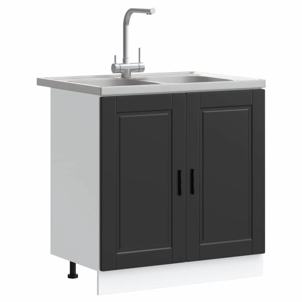 Mobiletto per lavabo Porto 2 pz Nero 80 x 46 x 81,5 cm 3315022