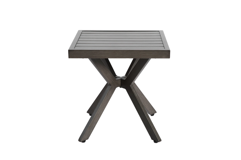Tavolino laterale/d'appoggio quadrato in alluminio per esterni, ideale per patio, giardino, piscina o come complemento d'arredo per interni. Facile