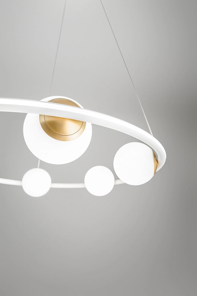 Ball Sospensione in metallo verniciato bianco e oro satinato  biemissione LED 80W 3000K CRI?80 d.78cm