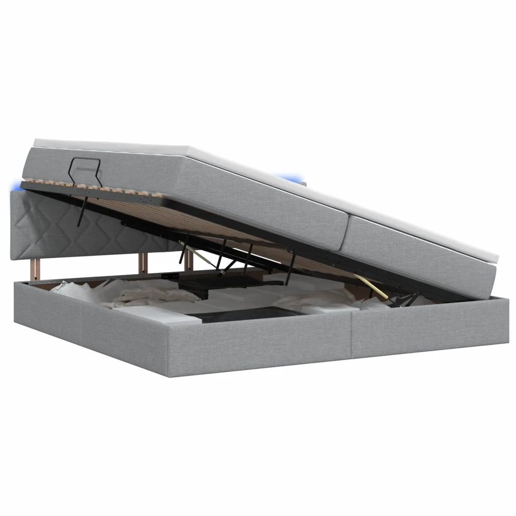 Letto con contenitore LED e materasso Grigio Chiaro 3459147